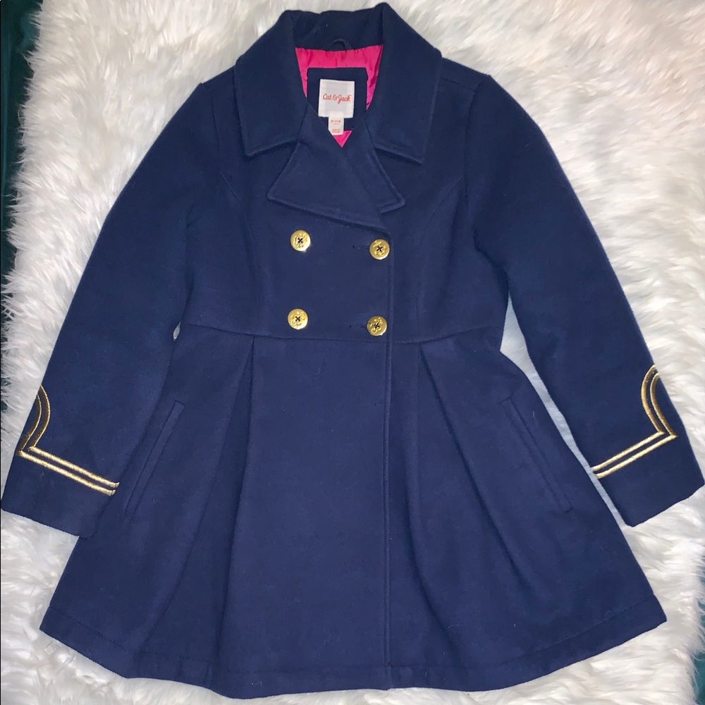 Cat & Jack Girls Nautical Sailor Peacoat M 7/8